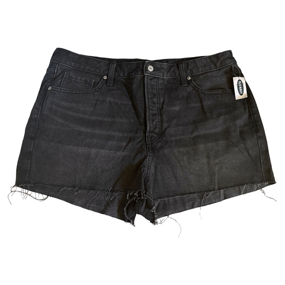 Old Navy O.G. High Rise Cutoff Jean Shorts Black Wash Size 16 NWT Distressed Hem